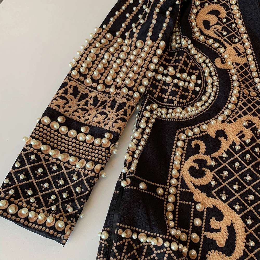 Elegant Pearl Embellished Blazer Dress - Chic Evening Statements - Chiccharm Boutique
