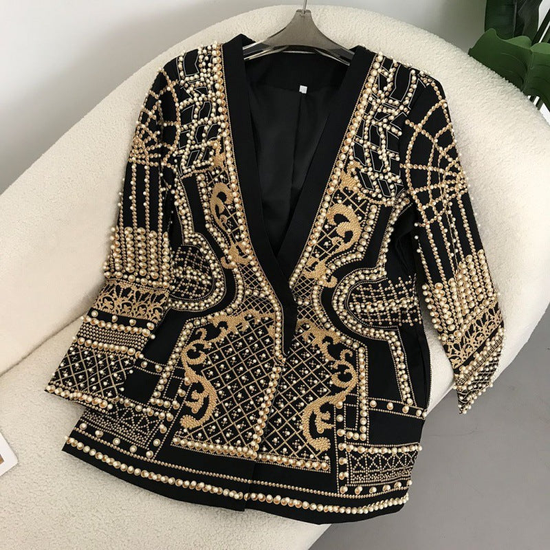 Pearl Embellished Blazer Dress - Chiccharm