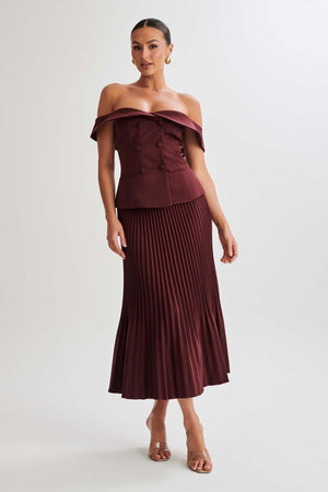 Elegant Pleated Midi Skirt - Chiccharm Boutique