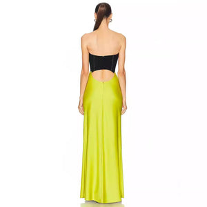 Strapless Satin Cutout Tube Dress