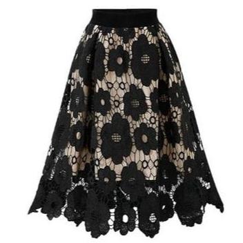 Emerald Floral Lace Midi Skirt - Chiccharm Boutique