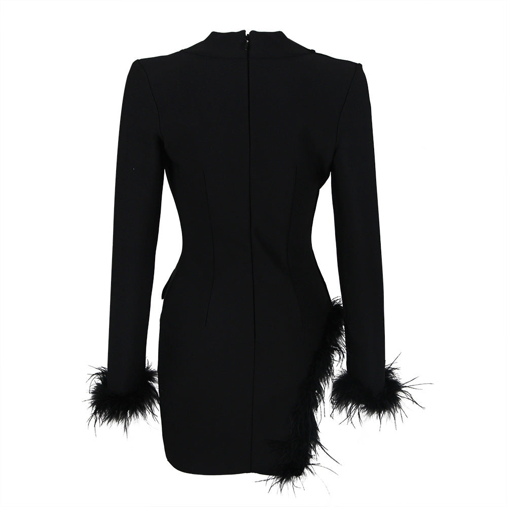  Feather Trim Blazer Dress From New Collection - Chic Charm