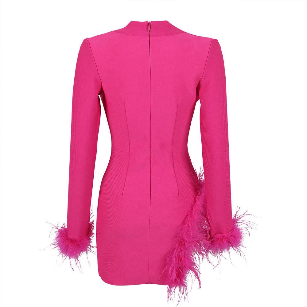  Feather Trim Blazer Dress From New Collection - Chic Charm