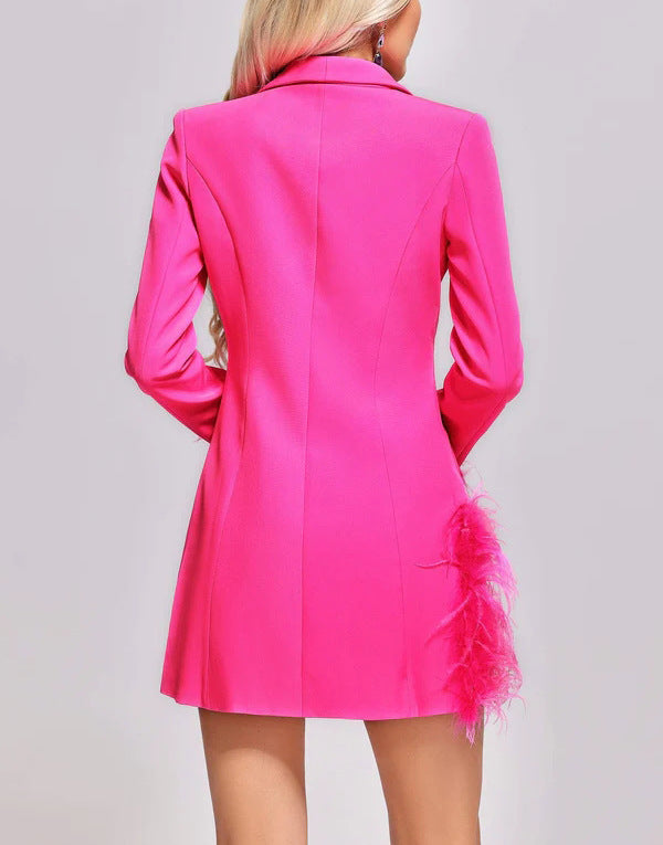  Feather Trim Blazer Dress From New Collection - Chic Charm