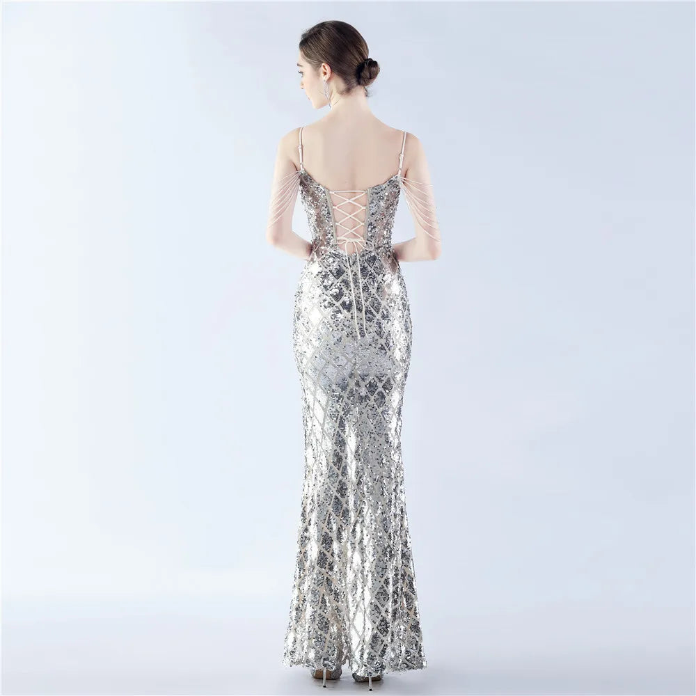 Fishbone Dress Ratchet Sequin - Chiccharm Boutique