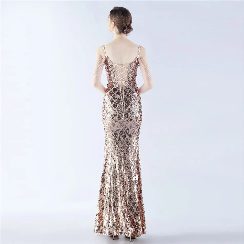 Fishbone Dress Ratchet Sequin - Chiccharm Boutique