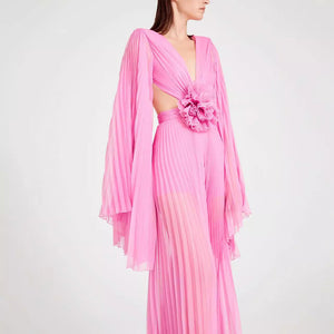 Fleur Breeze Pleated Cutout Maxi Dress For Summer - Chiccharm Boutique