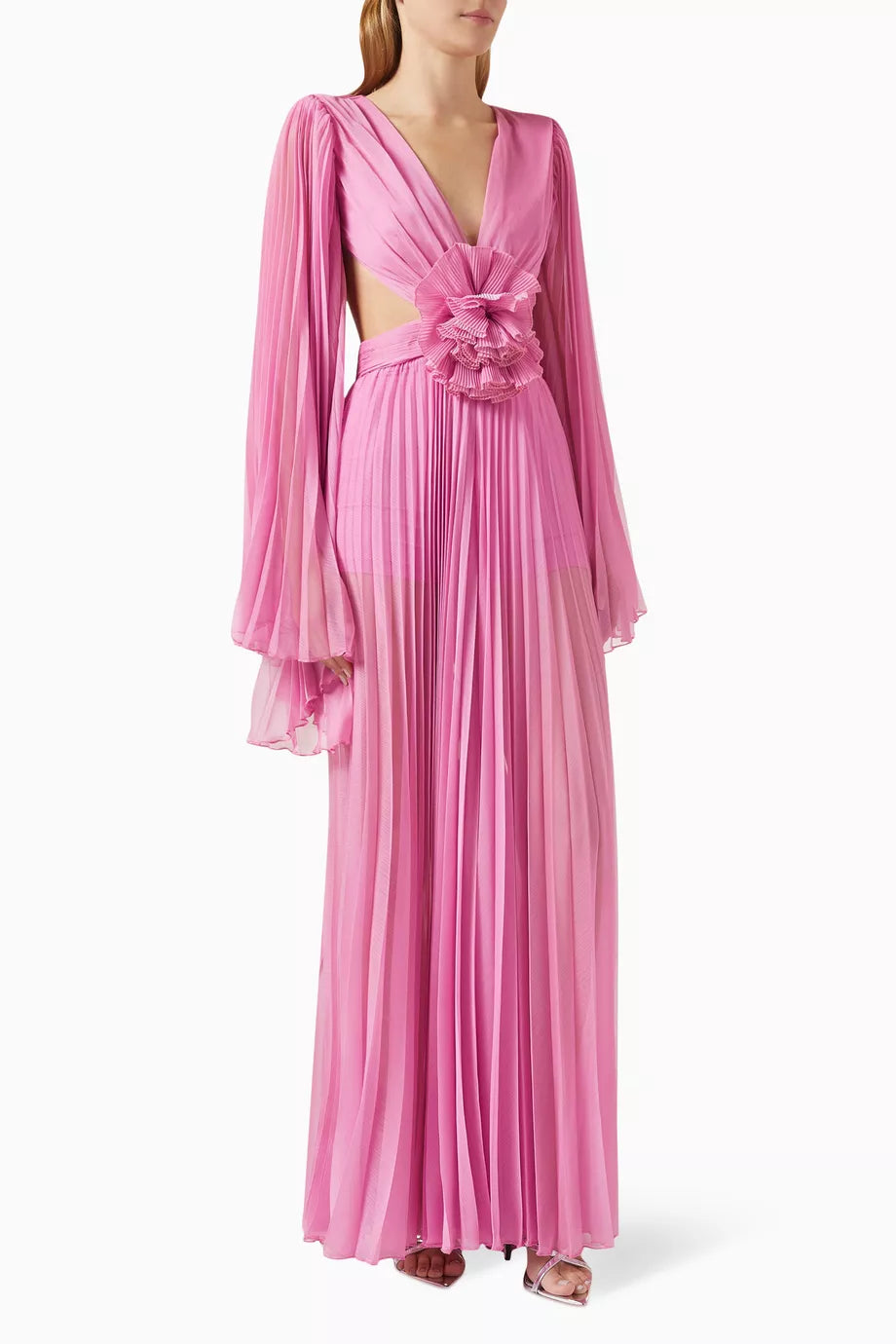 Fleur Breeze Pleated Cutout Maxi Dress For Summer