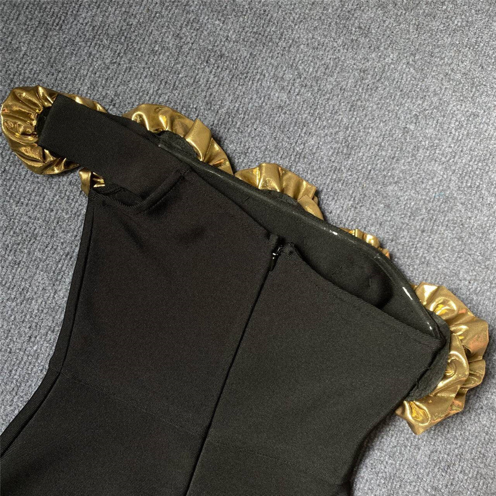 Floral Appliqué One-Shoulder dress - Chiccharm