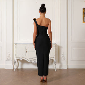 Floral Appliqué One-Shoulder dress - Chiccharm