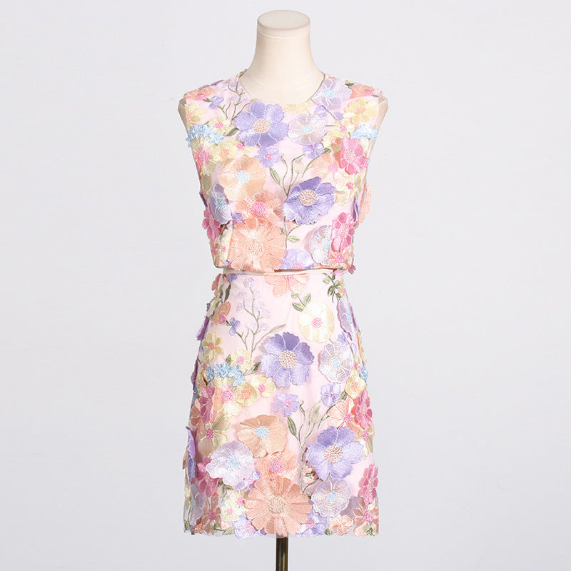 Floral Embroidered Two Piece Set - Chiccharm Boutique