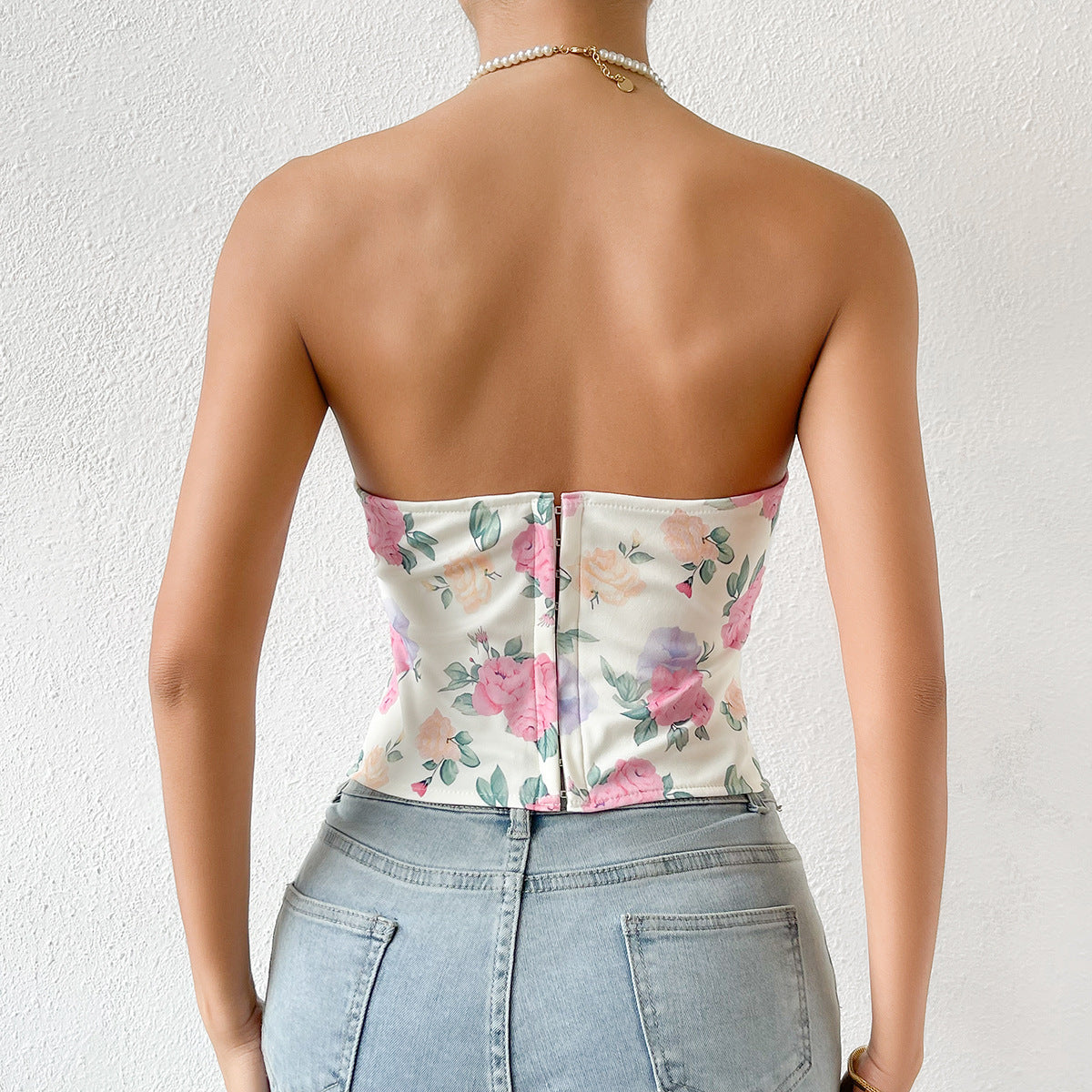 Floral Sweetheart Neck Corset Top - Chiccharm Boutique
