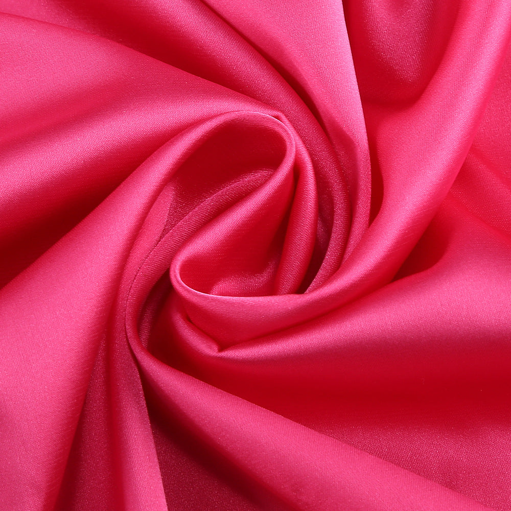 Fuchsia Satin Deep-V Evening Gown - Chiccharm Boutique