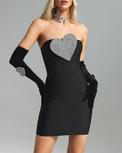 Glamorous Heart-Detail Strapless Evening Gown - Chiccharm Boutique