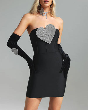 Glamorous Heart-Detail Strapless Evening Gown - Chiccharm Boutique