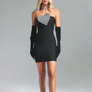 Glamorous Heart-Detail Strapless Evening Gown - Chiccharm Boutique