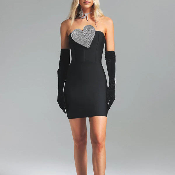 Glamorous Heart-Detail Strapless Evening Gown - Chiccharm Boutique