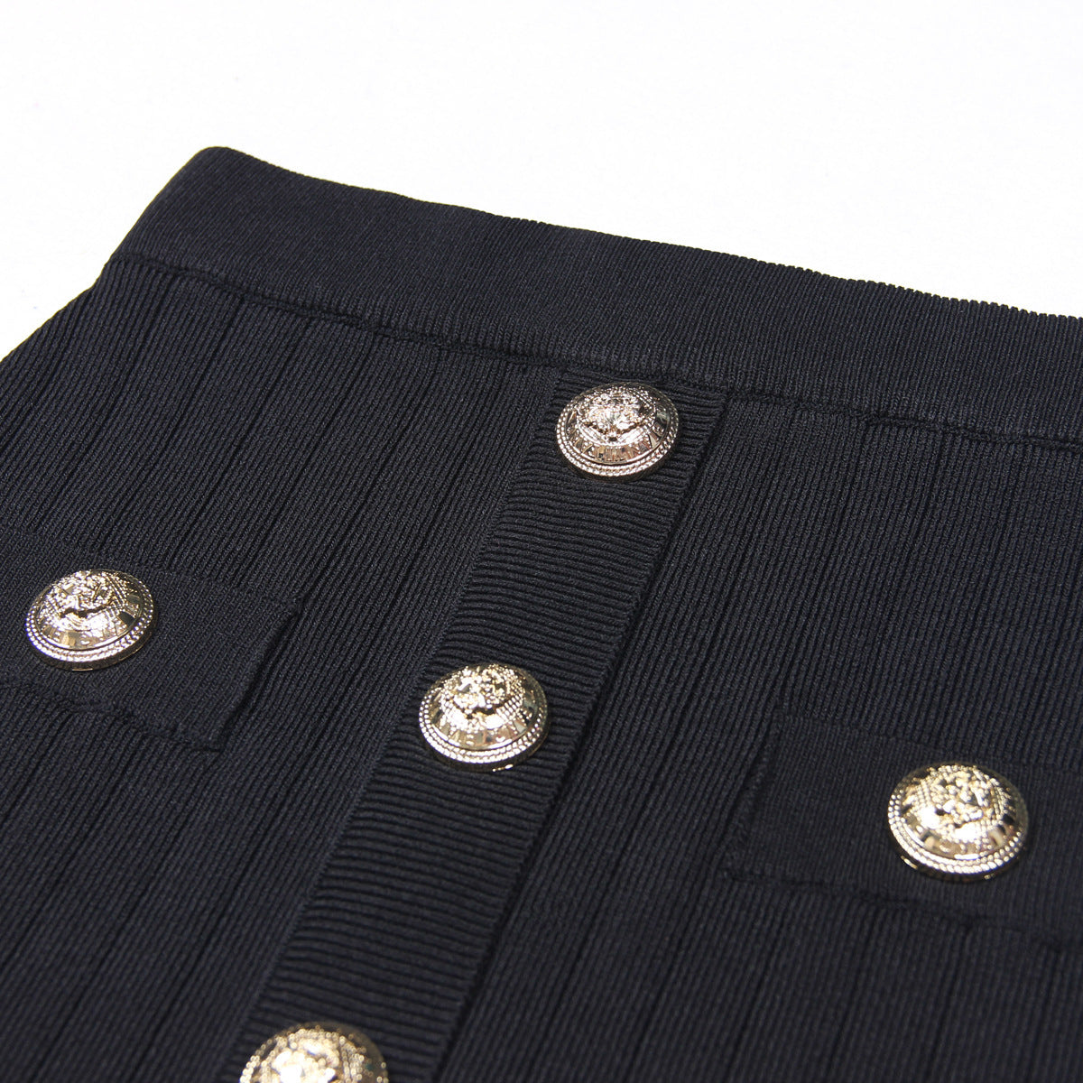 Gold Buttoned Mini Skirt - Chiccharm Boutique