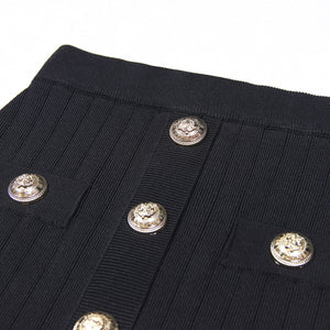 Gold Buttoned Mini Skirt - Chiccharm Boutique