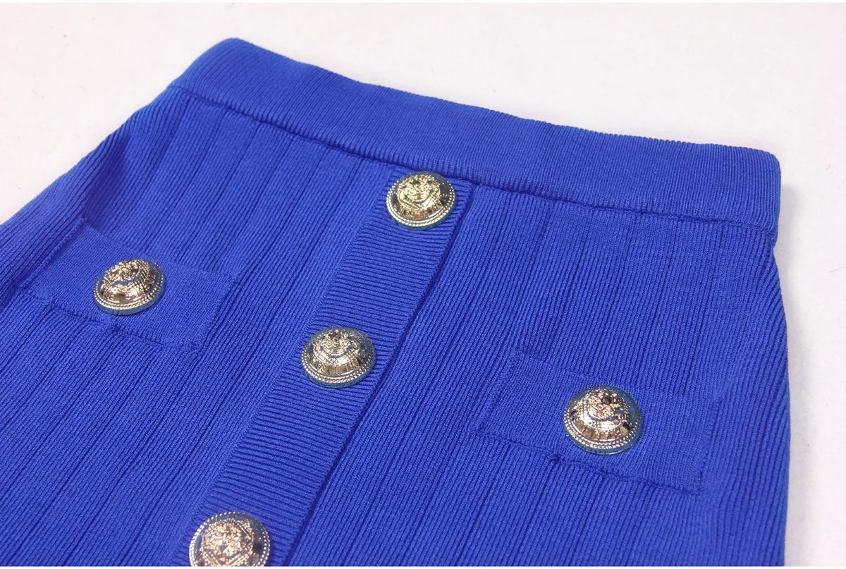 Gold Buttoned Mini Skirt - Chiccharm Boutique