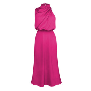 Halter Satin Terracotta ​Dress Maxi