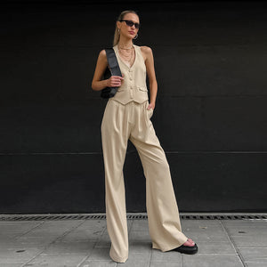 Halter Vest Wide-Leg Suit - Chiccharm Boutique