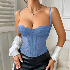 Lace Boned Corset Bustier Top - Chiccharm