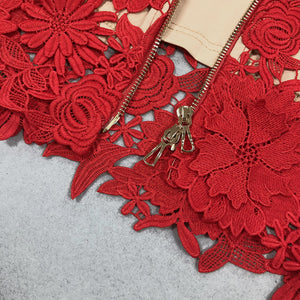 Lace Red Banquet Dress-Chiccharm boutique