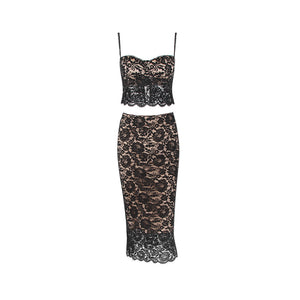 Lace Sling Slim Fit Two-Piece Suit with Elegant Lace Detail - Chiccharm