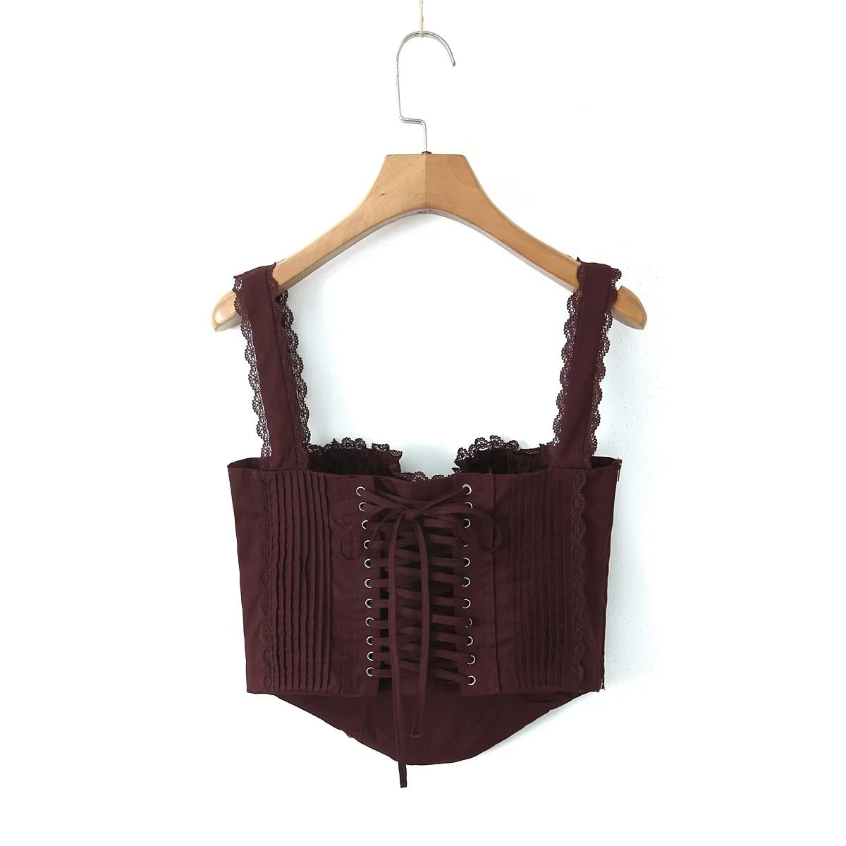 Lace-Trim Corset Style Top - Chiccharm Boutique