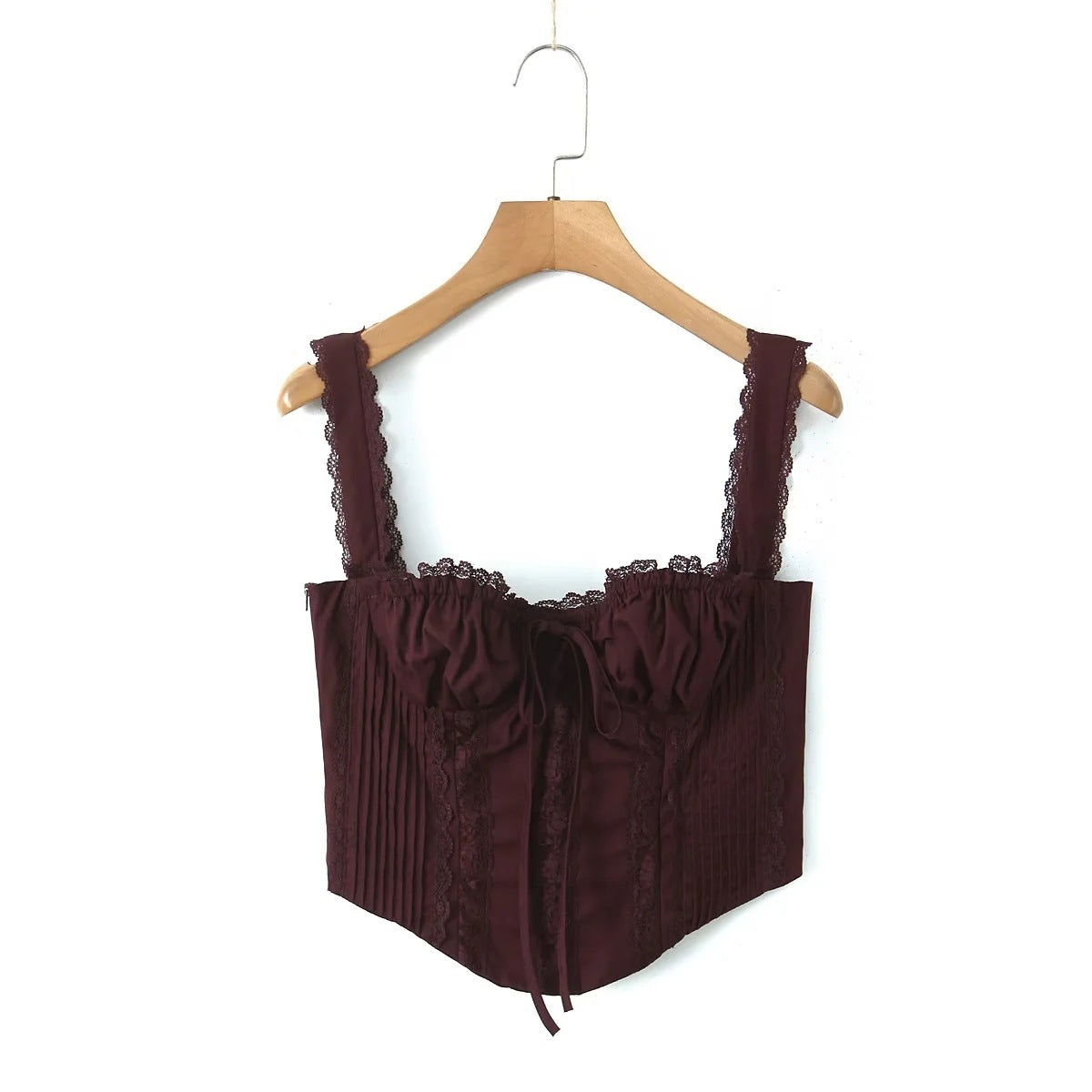 Lace-Trim Corset Style Top - Chiccharm Boutique
