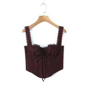 Lace-Trim Corset Style Top - Chiccharm Boutique