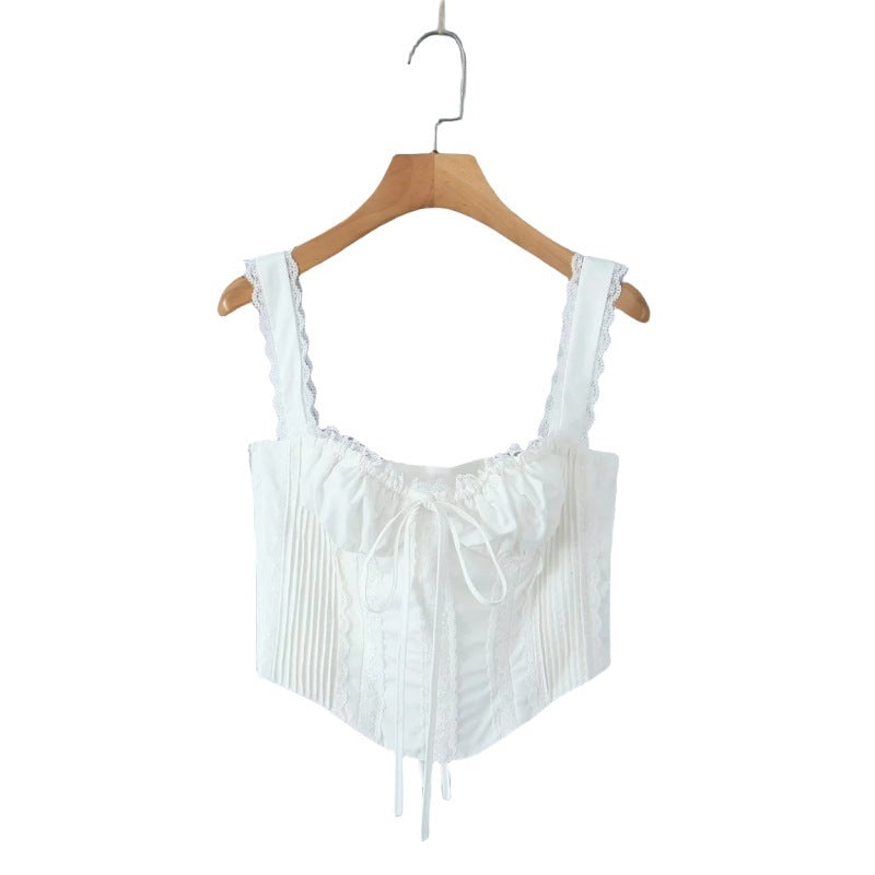 Lace-Trim Corset Style Top - Chiccharm Boutique