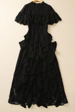 Layered Lace and Ruffle Dress​ Midi - Chiccharm