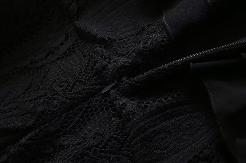 Layered Lace and Ruffle Dress​ Midi - Chiccharm