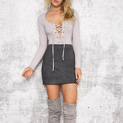 Leather Suede Pencil Skirt - Chiccharm