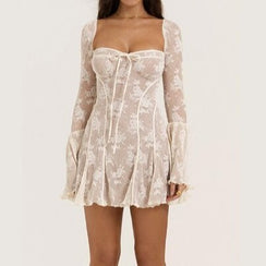Long Sleeve Lace Mini Dress​ - Chic Charm