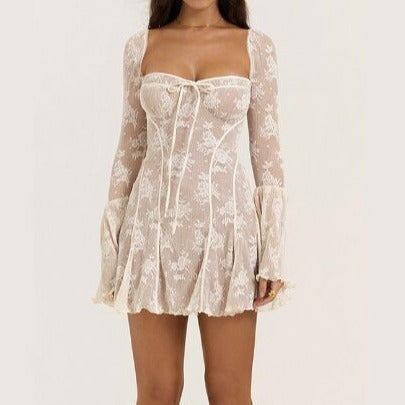 Long Sleeve Lace Mini Dress​ - Chic Charm
