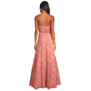 long strapless dress with  front slit​ Embroidery Dress - Chiccharm
