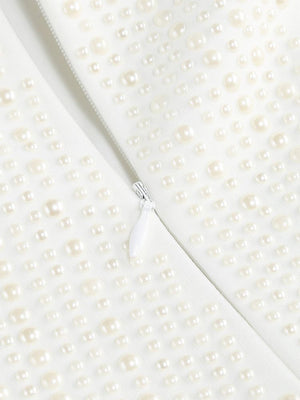 Mini Luxe Pearl Embellished Dress For Elegant Party Wear - Chic Charm