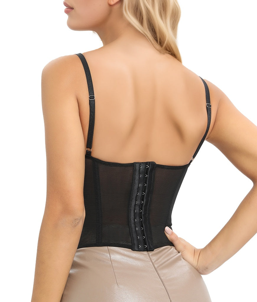 Noir Seduction Lace Bustier Corset Top - Chiccharm
