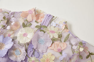 Three-dimensional Flower Mesh Embroidery Dress