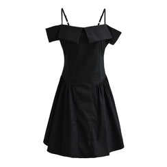 Black Off-Shoulder Fit-and-Flare Mini Dress - Chic Charm