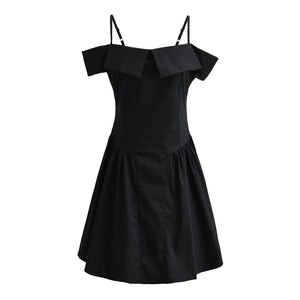 Black Off-Shoulder Fit-and-Flare Mini Dress - Chic Charm