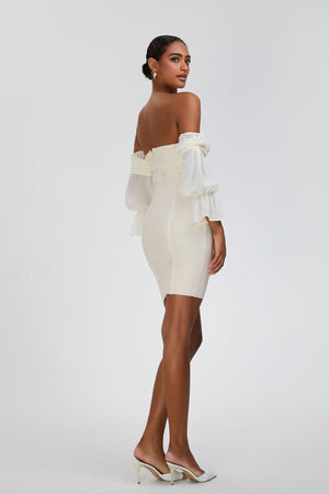 Off Shoulder Lantern Sleeve Dress - Chic Charm