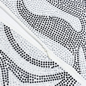 One-Shoulder Zebra Dress Embellished Mesh Gown - Chic Charm