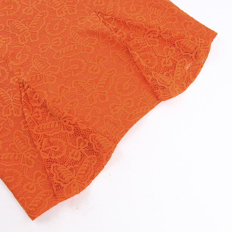 Orange Lace Bodycon Mini Dress - Chic Charm Boutique