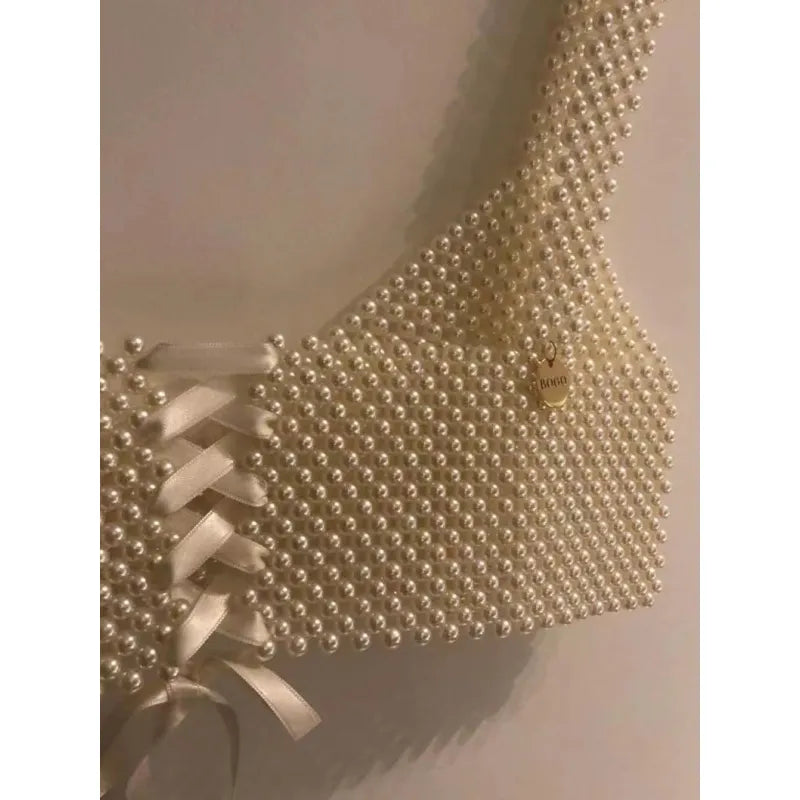 Pearl Beaded Crop Top - Chiccharm Boutique