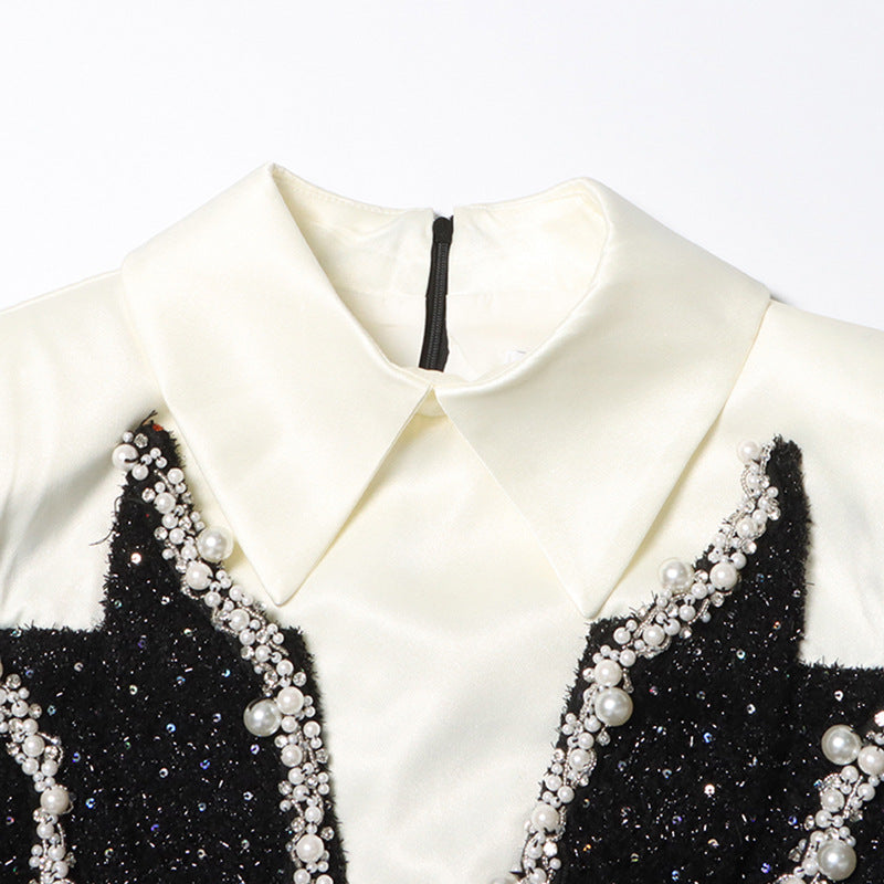 Pearl Embellished Blazer Dress - Chiccharm Boutique