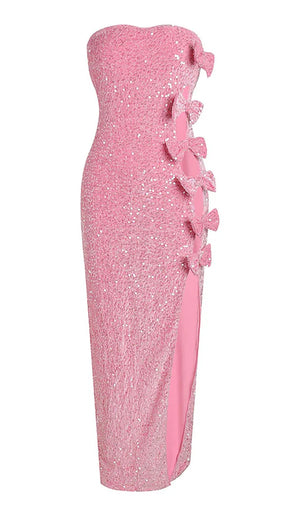 Pink Sequin Dress With Bows​ - Chiccharm Boutique